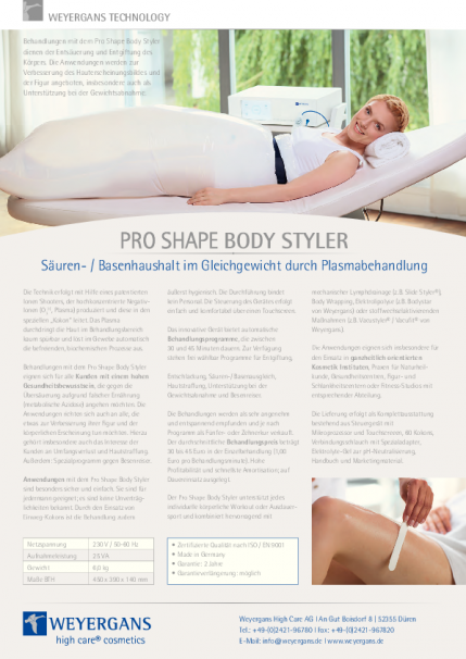 Pro Shape Body Styler datasheet